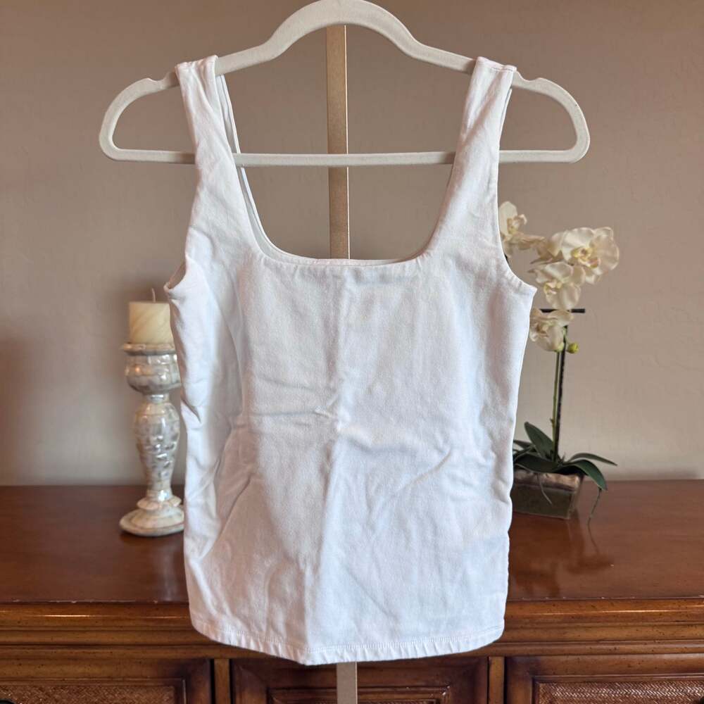 Abercrombie & Fitch White Square Neck Fitted Tank Top Size M